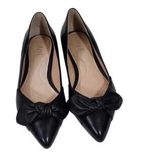 J Jill Black Leather Bow‎ Pointed Toe Flats Shoes Women's Size 6